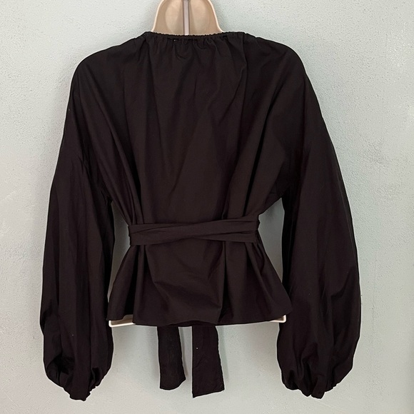 Michael Kors 100% Cotton Black Versatile Wrap Top Blouse Size Small Contemporary - Picture 6 of 12